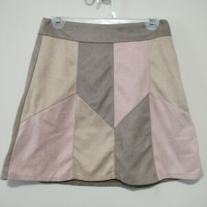 Anthropologie Andree by Unit Color Block Faux Suede Mini Skirt Size Small